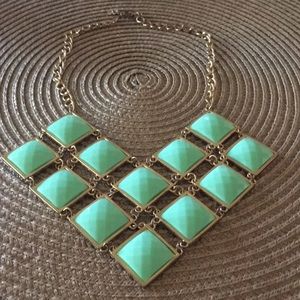 Charming Charlie’s Aqua and Gold colored Necklace